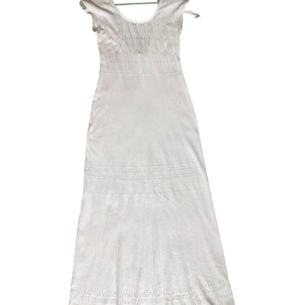 Free People Medium Robin Seamless Maxi Dress Pastel Pink Knit Ribbed Feminine - Picture 11 of 15